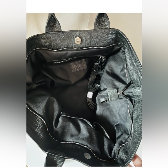 IO PELLE Italian XL 3D Skull Leather Weekender Tote Bag Black NWT - Picture 6 of 6